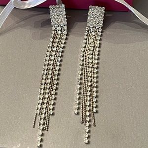 Rhinestone Tassel Drop Earrings - Bridal Wedding Holiday Formal